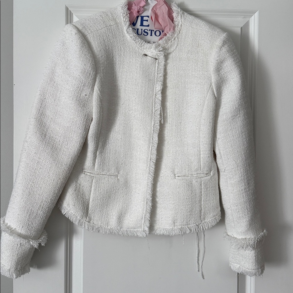 Central Park West White Textured Blazer